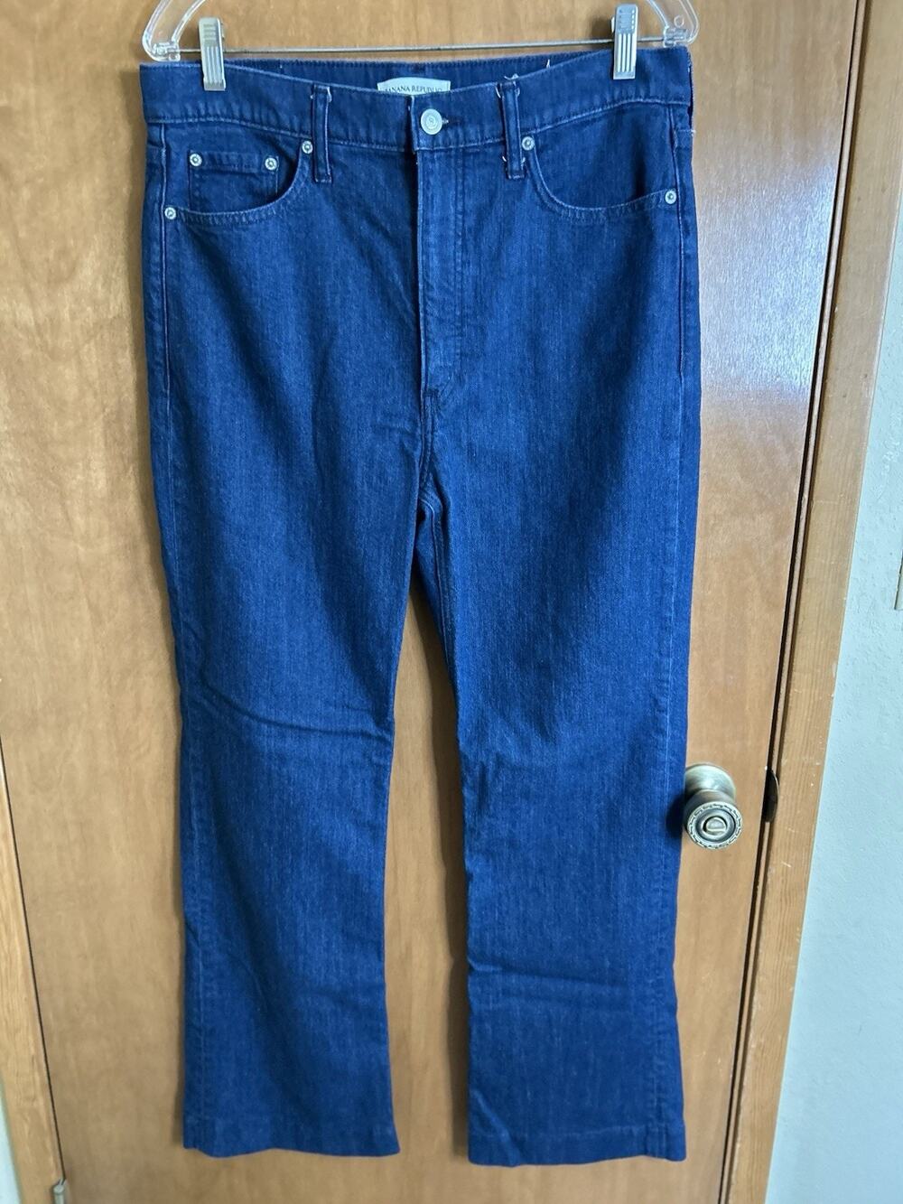 Banana Republic Jeans Women's 31L Long Blue Flare High Rise Dark Wash Denim